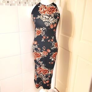 MRT 1030 Black floral Dress M